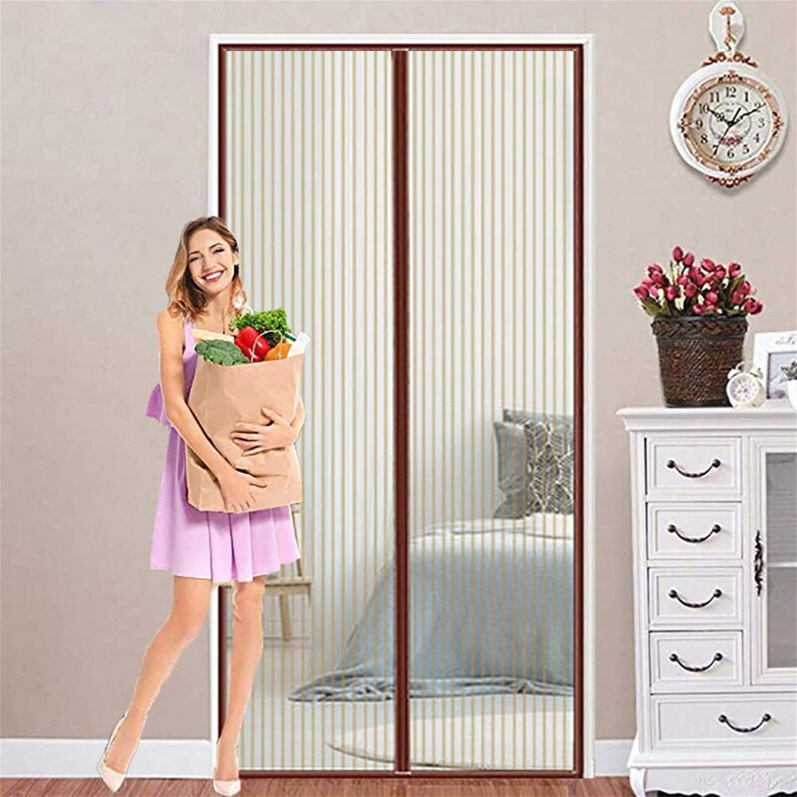 Moustiquaire Magnétique, Rideau De Porte, 110x210cm, Fermeture