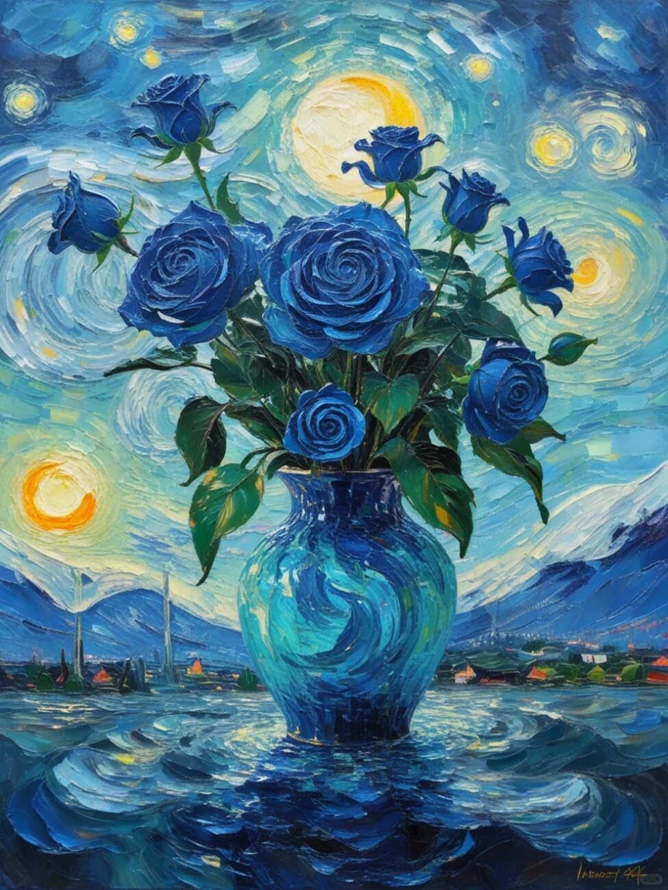 Henypt Cross Stitch Kit Fantasy Rose Flowers DIY Arts Aand Craft Kit for Beginners The Elderly with Accessories Handmade DIY/Gifts 14CT 40x50cm