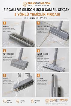 Transformacion Fırçalı ve Silikon Uçlu Cam Sil Çekçek 2 Yönlü Temizlik Fırçası – 35x22 cm | Süpürme ve Sıyırma Fonksiyonlu | Ergonomik Saplı 423698a