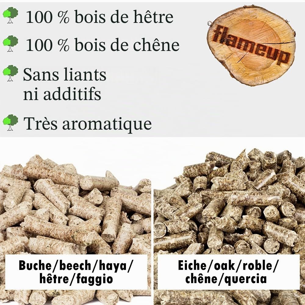 pellets de Fumage chêne et hêtre 15 kg + 15 kg pellets Bois pour Barbecue Four à Pizza fumoir extérieur Accessoires | 15 kg chacun, bois, barbecue, extérieur, granulés de bois, jardin
