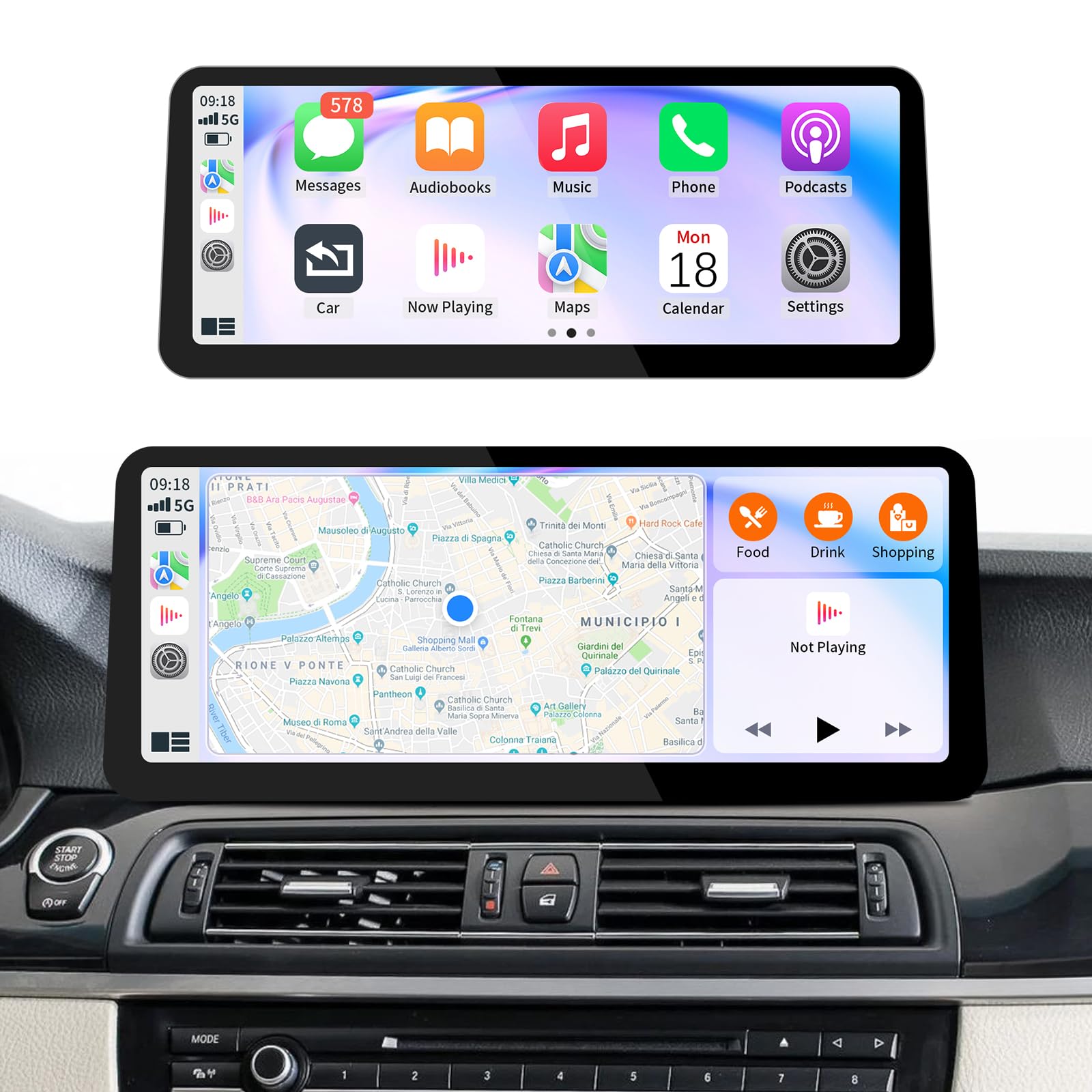 Photo 1 of 12.3Inch Ultra-Narrow Touchscreen Wireless CarPlay Android Auto for BMW 5 Series F10 F11 (2012-2016) with NBT System, Linux HD Multimedia, OEM System, MirrorLink, Car Radio Receiver