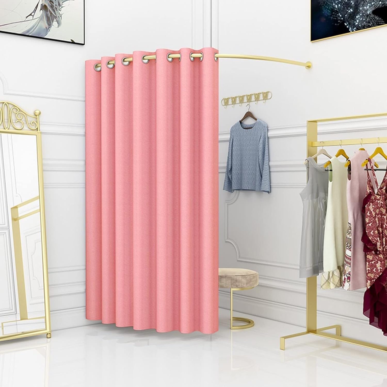 Changing Room, C Type Dressing Room, Portable Simple Changing Room, for Shopping Centre Office, Easy to Assemble (Color : Pink, Size : 100x100cm)