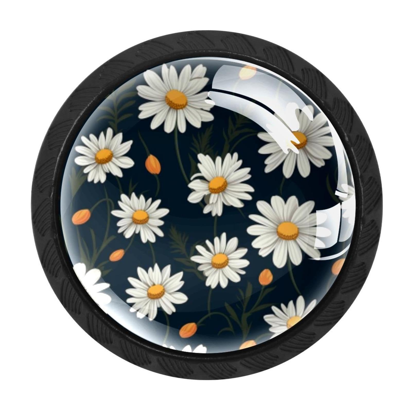 CHENZZZZ Daisy Drawer Knobs Pull Handle Crystal Glass Circle Shape Cabinet Drawer Pulls Cupboard Knobs with Screws for Kitchen Cupboard Dresser Wardrobe etc
