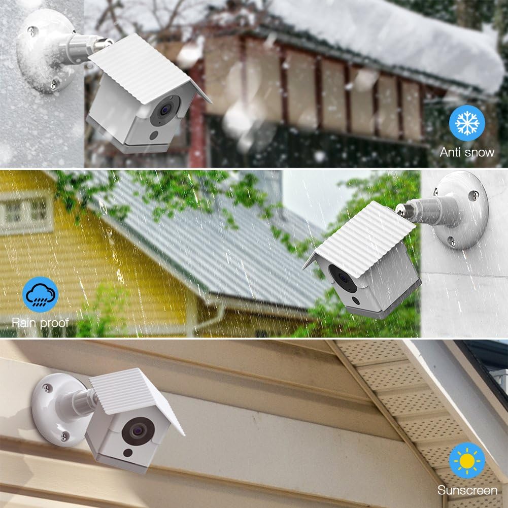 HOLACA Weatherproof Outdoor Wall Mount Bracket + Quick Indoor Mount for Wyze Cam 1080p HD Camera, Weather Proof 360 Degree Protective Adjustable Mounting Bracket Kit(White 4 Pack)