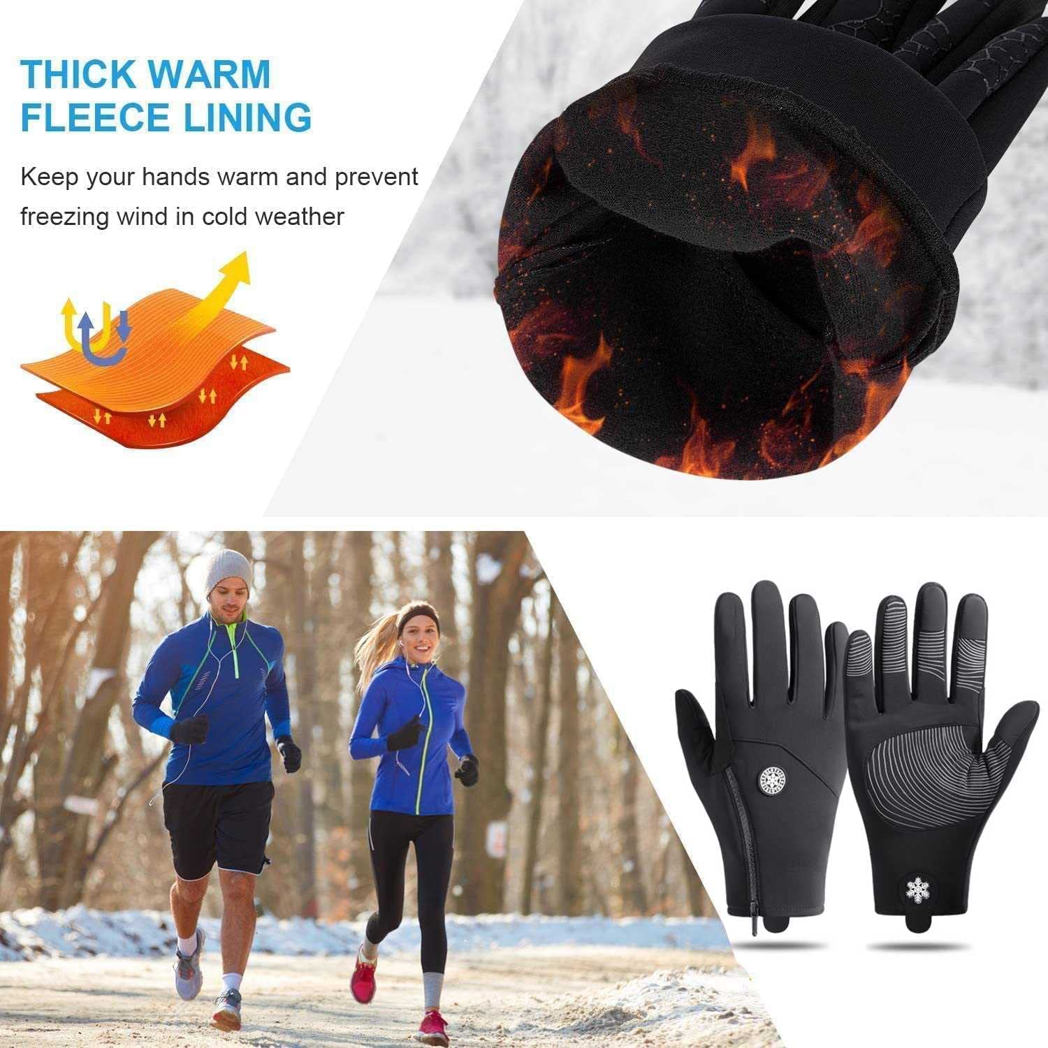 Habiba Mitones Guantes de Pantalla táctil, Guantes Deportivos de Ciclismo para Correr para Hombres y Mujeres, Guantes de Dedos completos Ligeros con Forro cálido de Invierno Útil