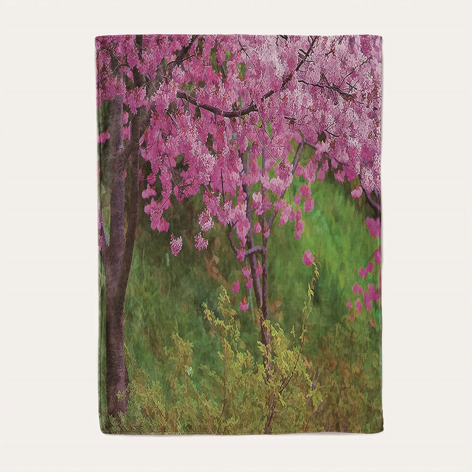 Aeici Koc polarowy, ciepły koc dziewczęcy 180 x 220 cm z kwiatami i liśćmi Koc na sofę Prezent dla dorosłych i dzieci