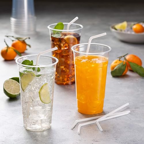 Miniatura 2 de Paquete de 500 popotes desechables de plástico flexible blanco de 8 pulgadas de alto