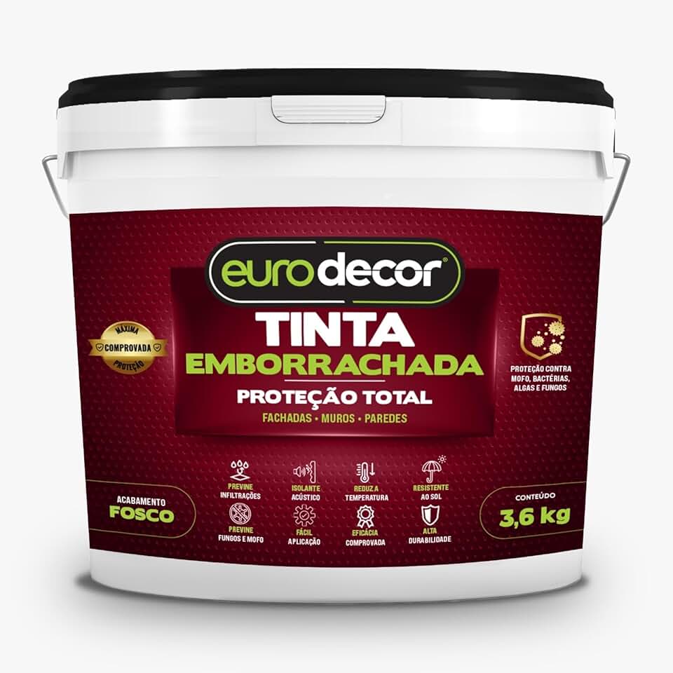 Tinta Emborrachada Elástica 3,6kg - Proteção de Fachadas e Paredes Externas - Cobre Microfissuras - Acabamento Fosco - Cor Platina