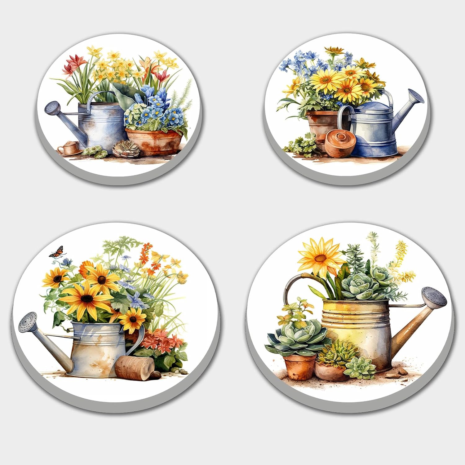 Tucocoo Stove Burner Covers, Retro Flowers Gardening Gas Stove Burner Covers Set of 4, 8 Inches and 10 Inches Stove Top Covers for Electric Stove Metal Stove Cover, Vintage Plants Kitchen Decor