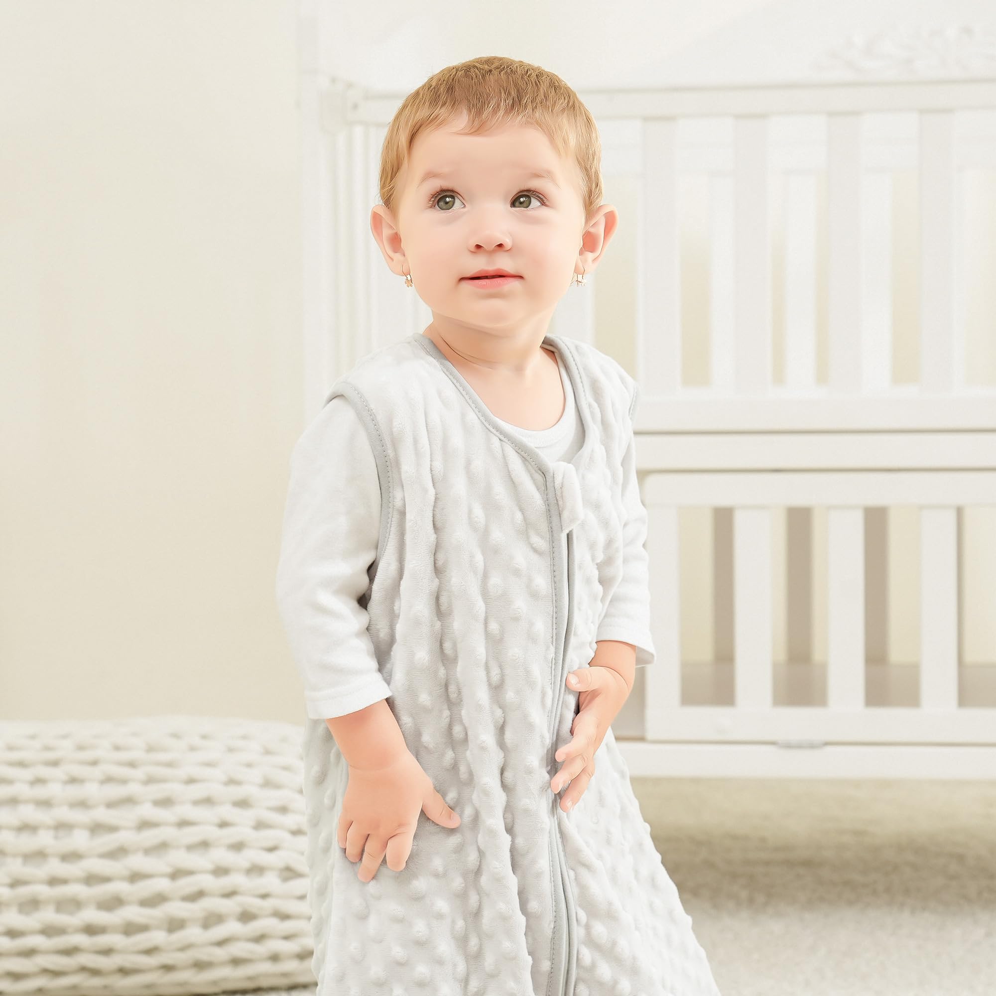 Bearmoss - Saco de Dormir para bebé, cálido, algodón, 2 Unidades, Forro 100% algodón, con Tejido Polar de Felpa para recién Nacidos, niños y niñas (Marrón, 78cm)