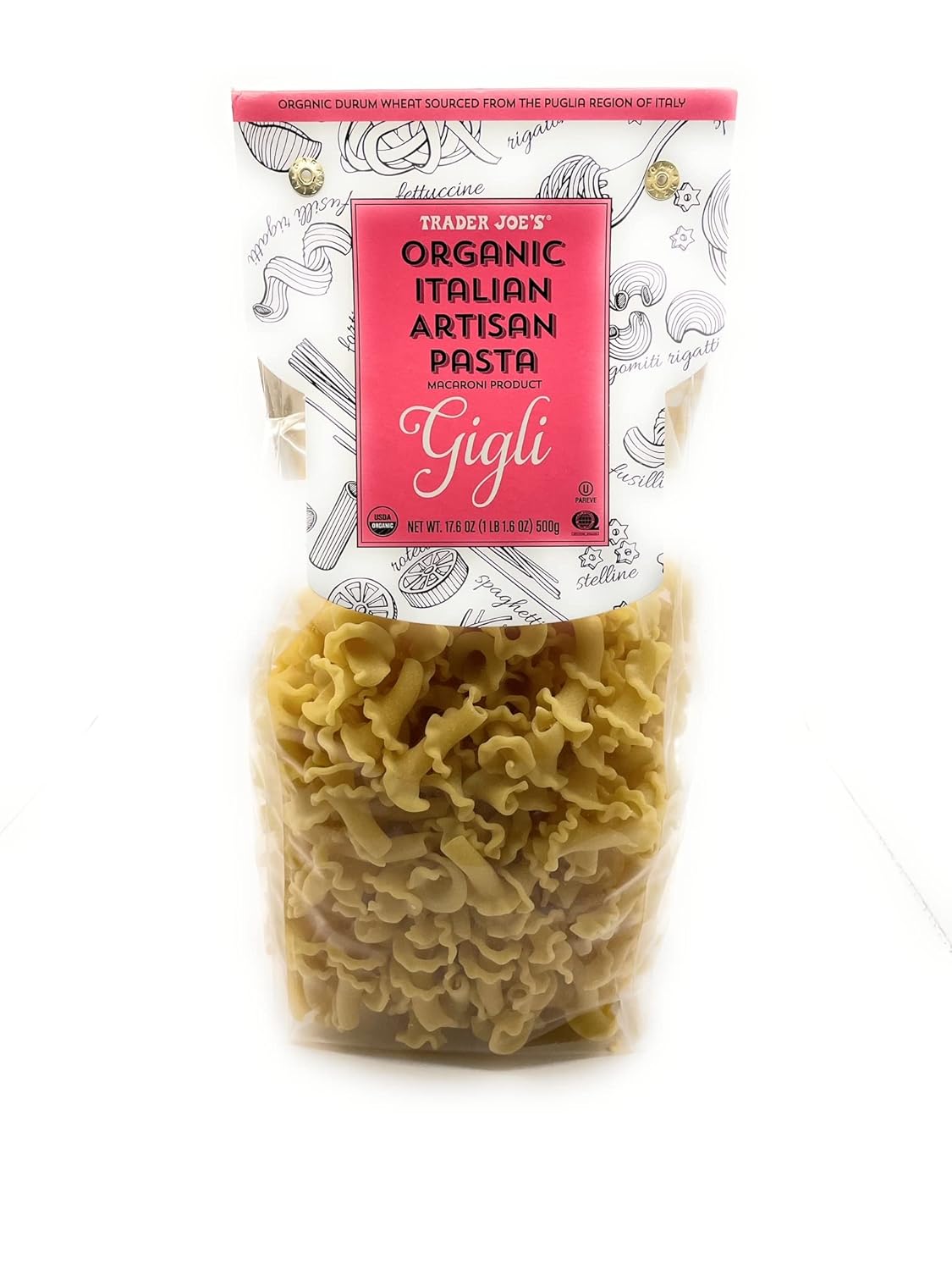 Trader Joe's Organic Italian Artisan Gigli Pasta Macaroni