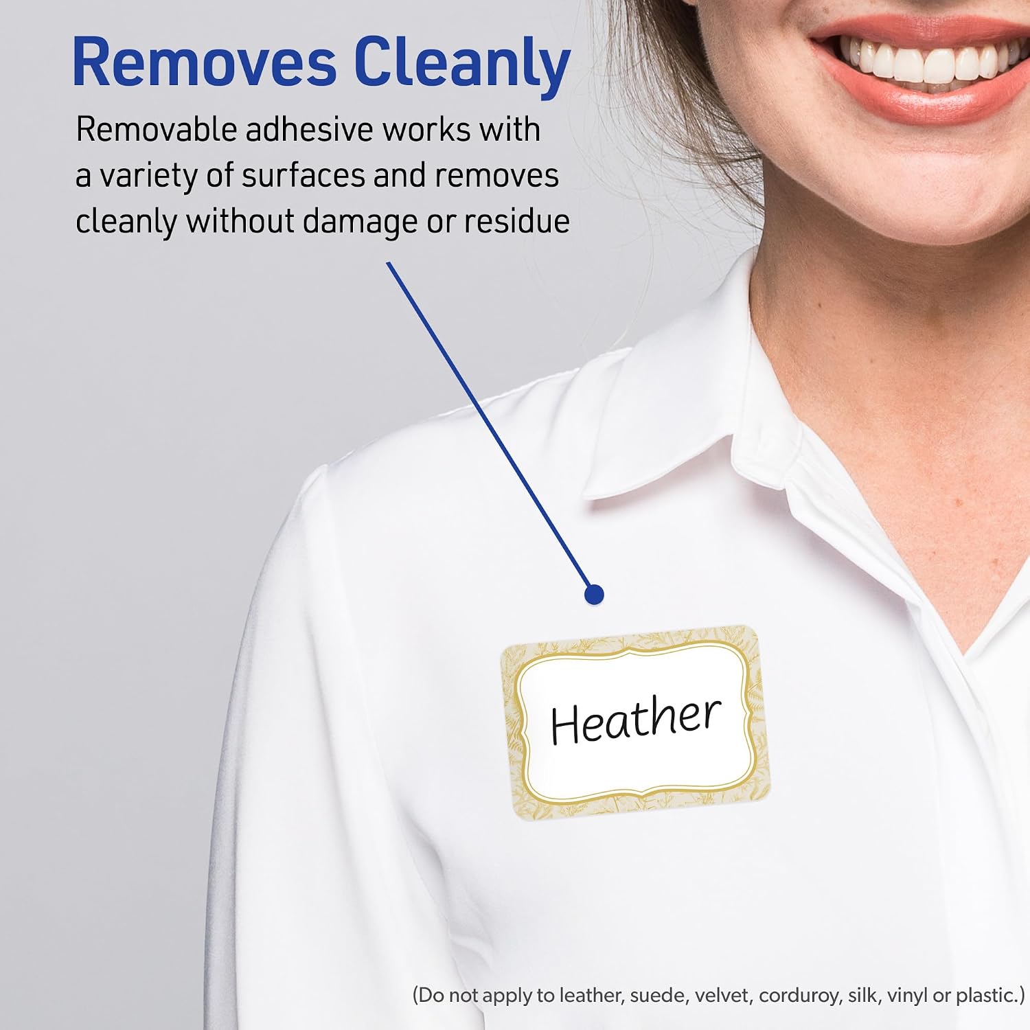 Avery Printable Adhesive Name Tags, 2-1/3" x 3-3/8", Matte White, Pre-Printed Flourished Metallic Gold Florals Design, Laser & Inkjet Compatible, 160 Total