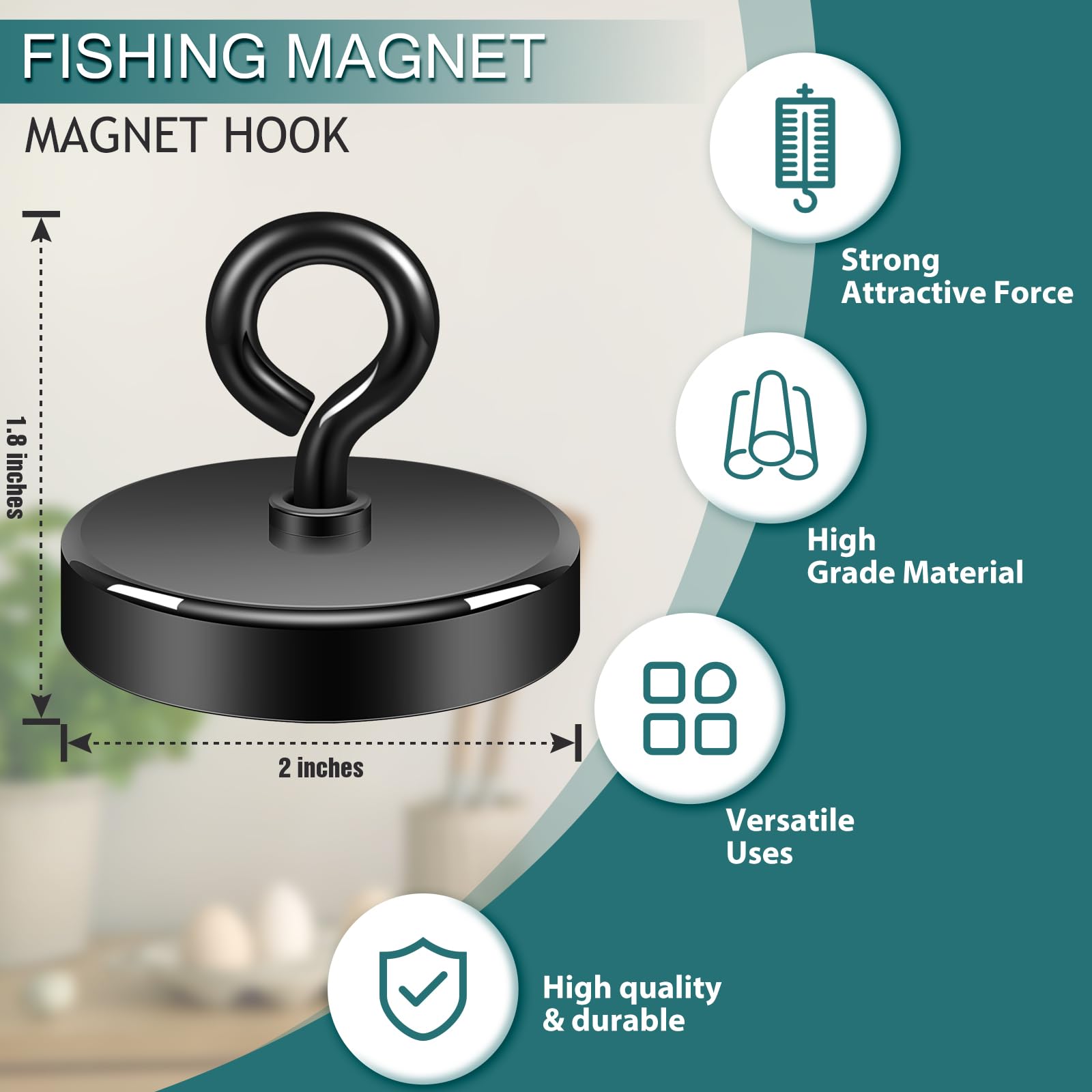 Neosmuk Fishing Magnet - 350lb Strong -3