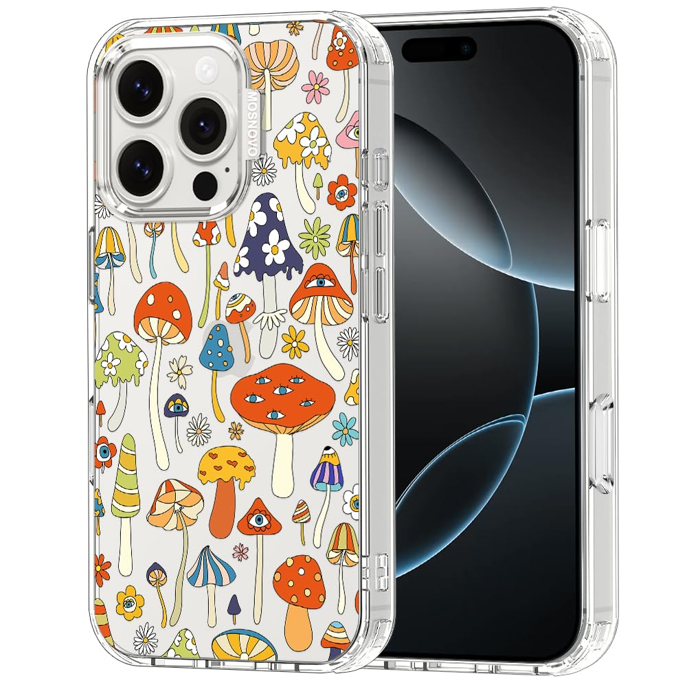 MOSNOVO Case for iPhone 16 Pro, [Buffertech 6.6ft Military-Grade Drop Protection] [Anti Peel Off Tech] Clear TPU Bumper Phone Case Cover Design -