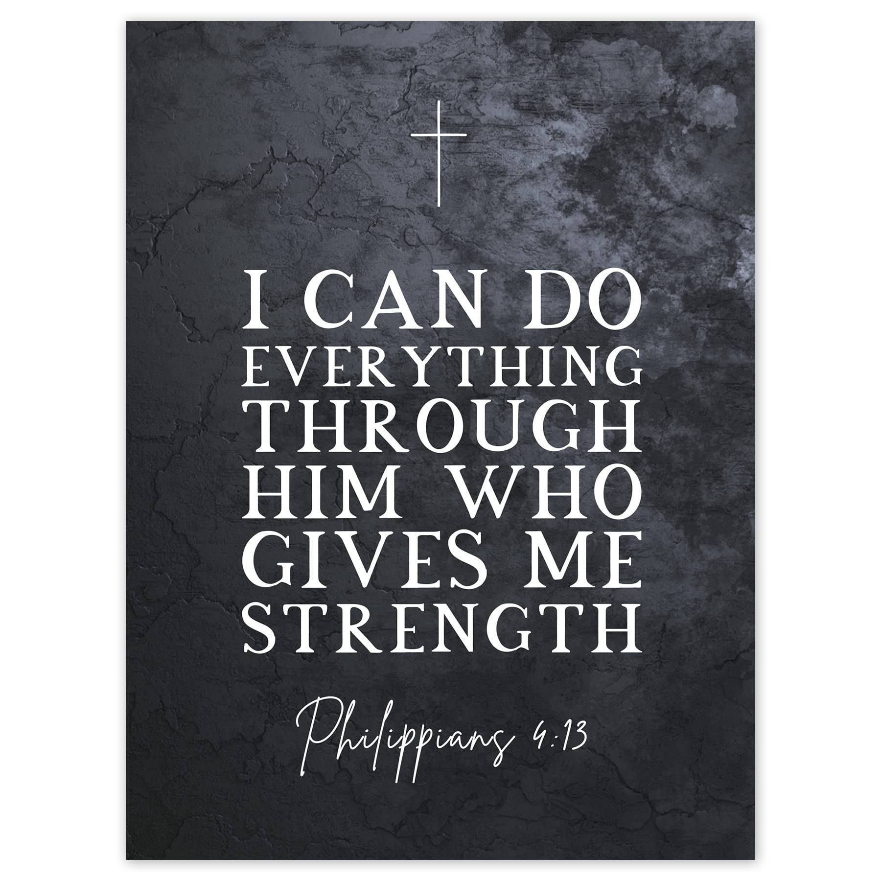 Artery8 Philippians 4:13 Everything Through Him Who Gives Me Strength Christian Bible Verse Quote Scripture Typography Large Wall Art Poster Print Thick Paper 18X24 Inch
