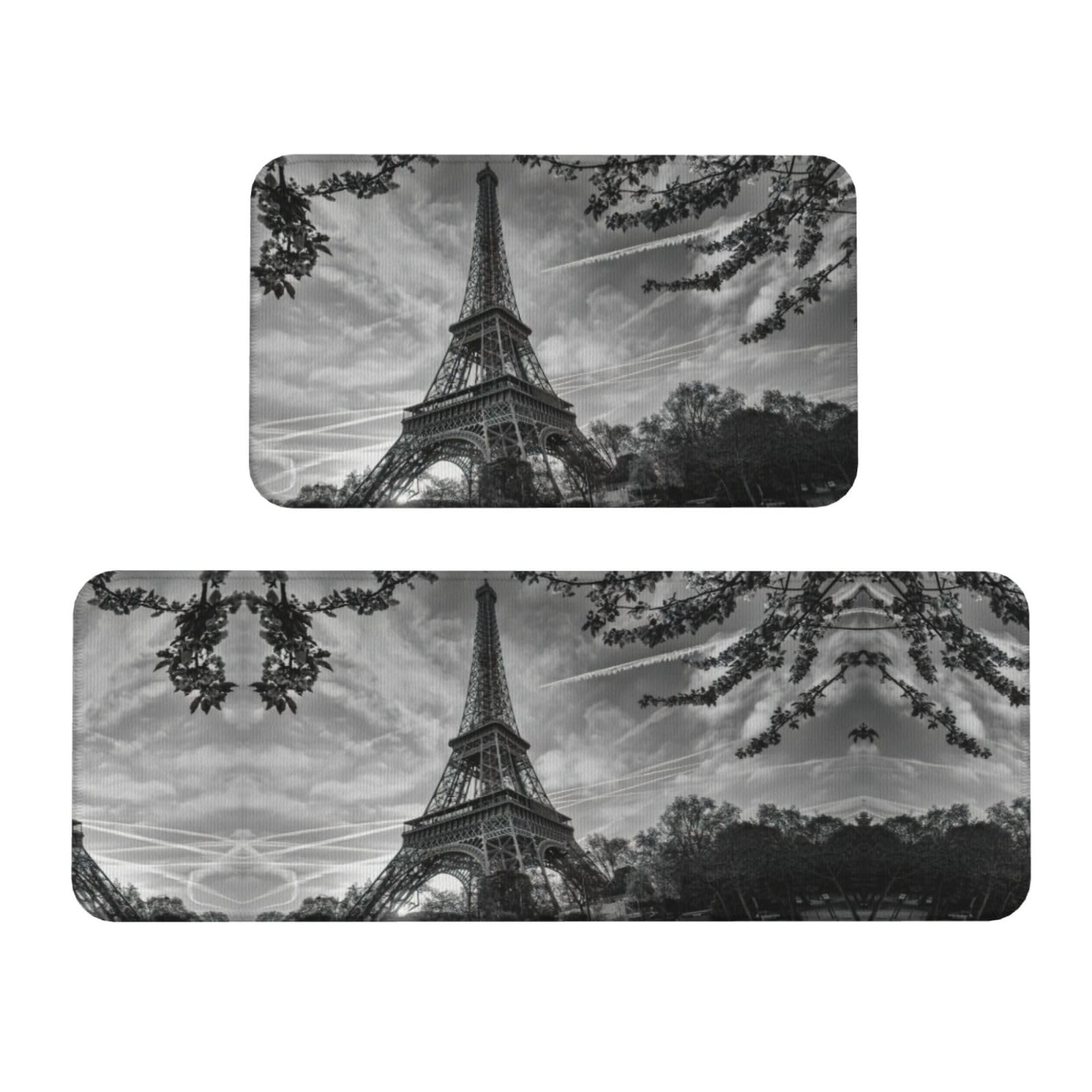Tapis de cuisine antidérapants lot de 2 imperméables motif Tour Eiffel bureau sol