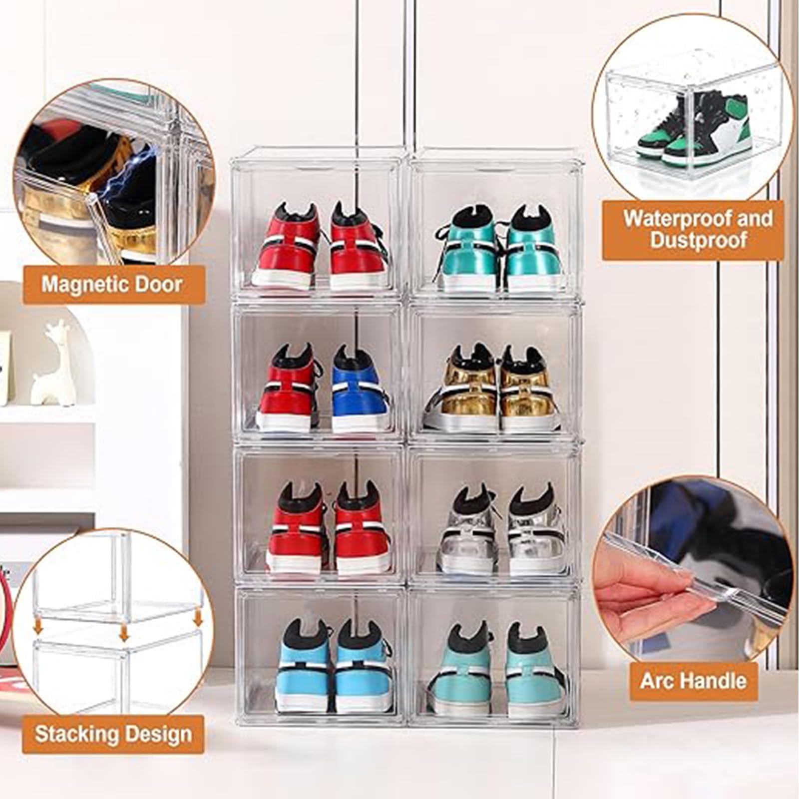 Armario Organizador de Zapatos，Caja de Exhibición de Acrílico Transparente, Plexiglass Vitrina Expositora，Vitrina de Muñecas con Puerta para Figuras Coleccionabl (1, 27x36x23cm)
