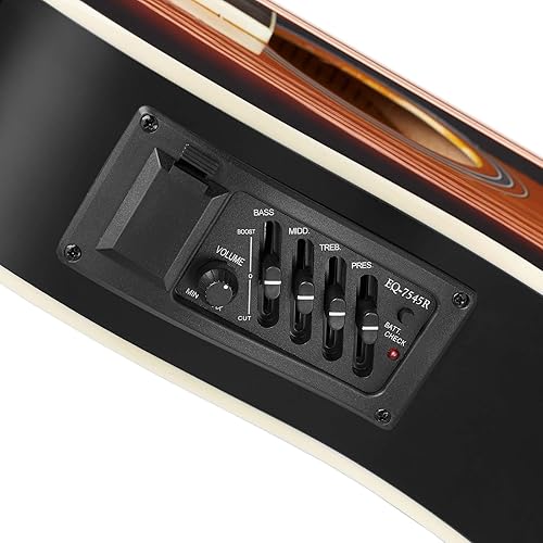 Miniatura 3 de Ashthorpe - Paquete de guitarra electroacústica estándar con diseño delgado con corte - de madera Tonewood de primera calidad