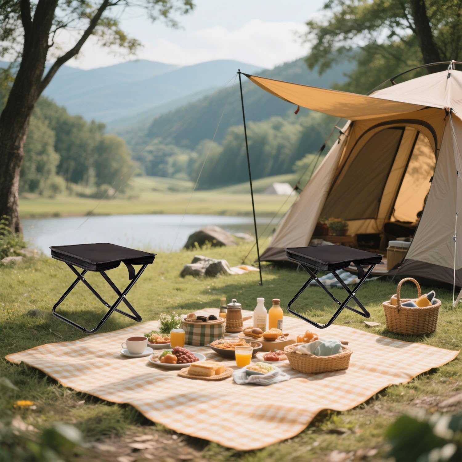 FCQLFYF Taburete De Camping Taburete, Taburete Plegable Para Exterior, Sillas Plegables Pesca, MiniPlegable Portátil Silla Para Playas, Excursiones, Caza, Golf, Senderismo, Pesca Y Camping