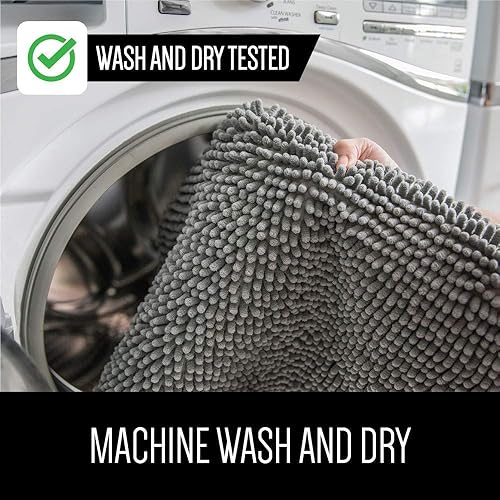 Miniatura 6 de Gorilla Grip Alfombra de baño de felpilla y tapa de inodoro, ambos en color gris, tamaño de la alfombra de baño 30 x 20 pulgadas, tamaño de la tapa