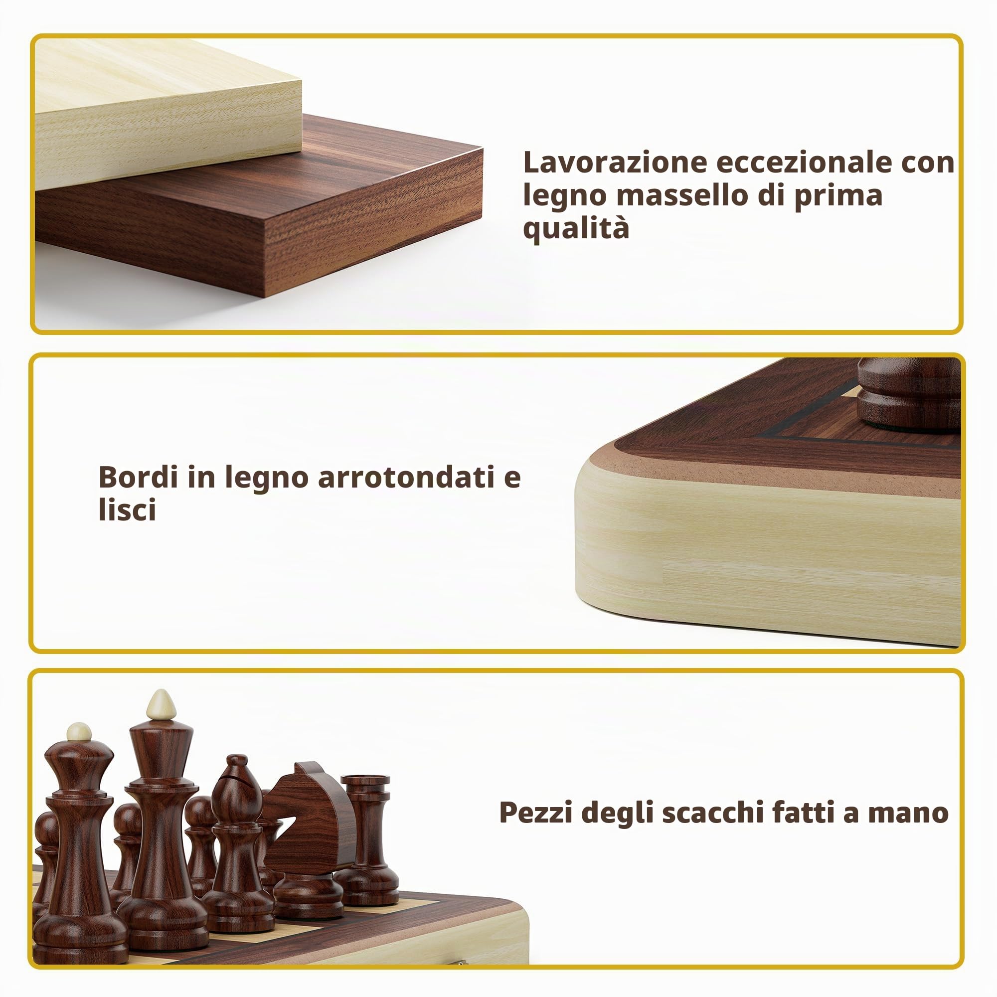 Set di scacchi pieghevoli in legno da 38 cm con personaggi del re Staunton da 7,6 cm e 2 donne aggiuntive