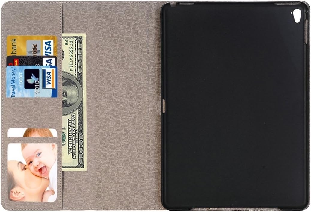Liz iPad Pro 9.7インチのクロステクスチャ水平フリップレザーケースホルダー＆カードスロット財布 (色 : 褐色)