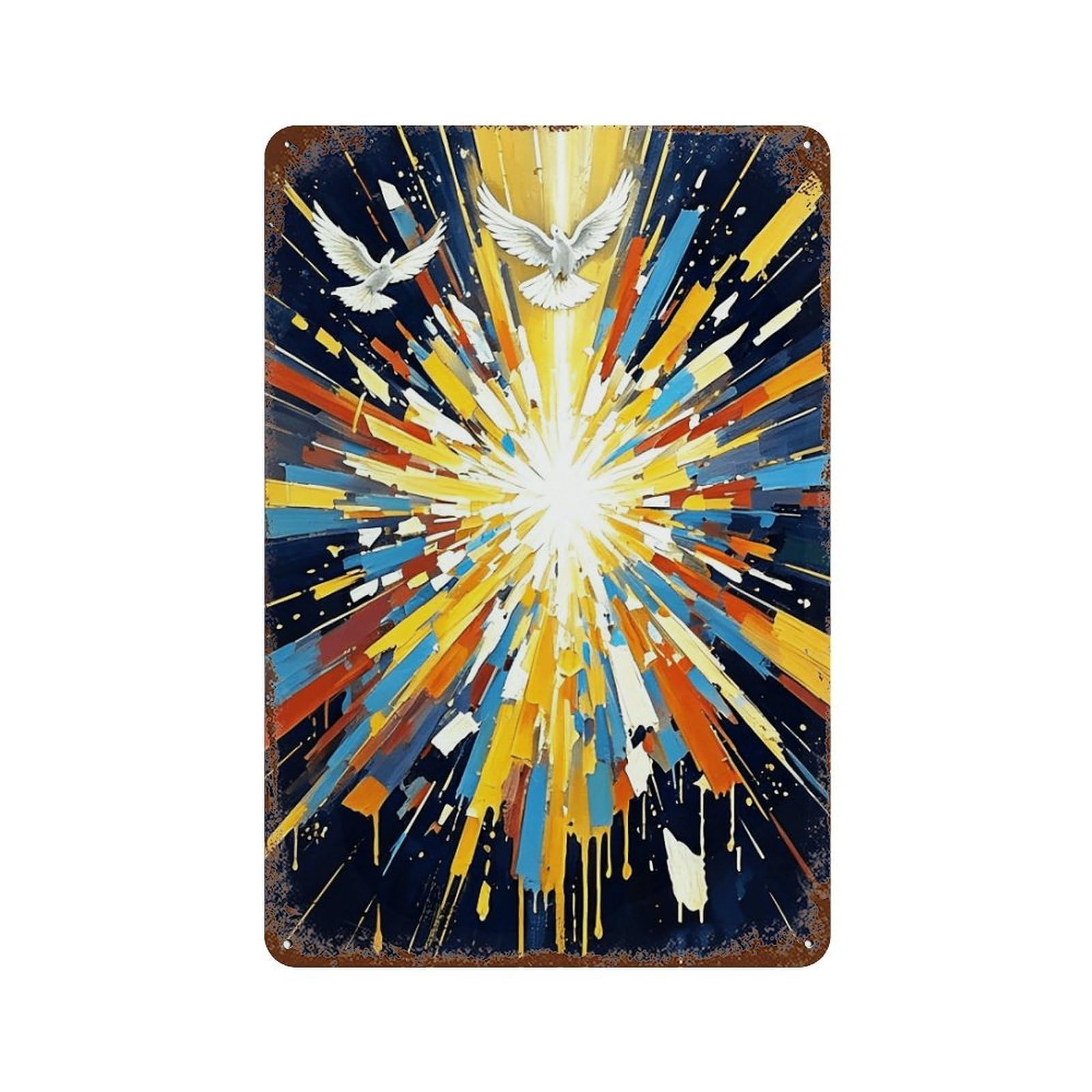MGHTGRWE Christ And Dove of Peace (3) Poster Wall Art Iron Vintage Metal Tin Sign Modern Home Cofffee Club Art Bar Shop Decor 30x20cm