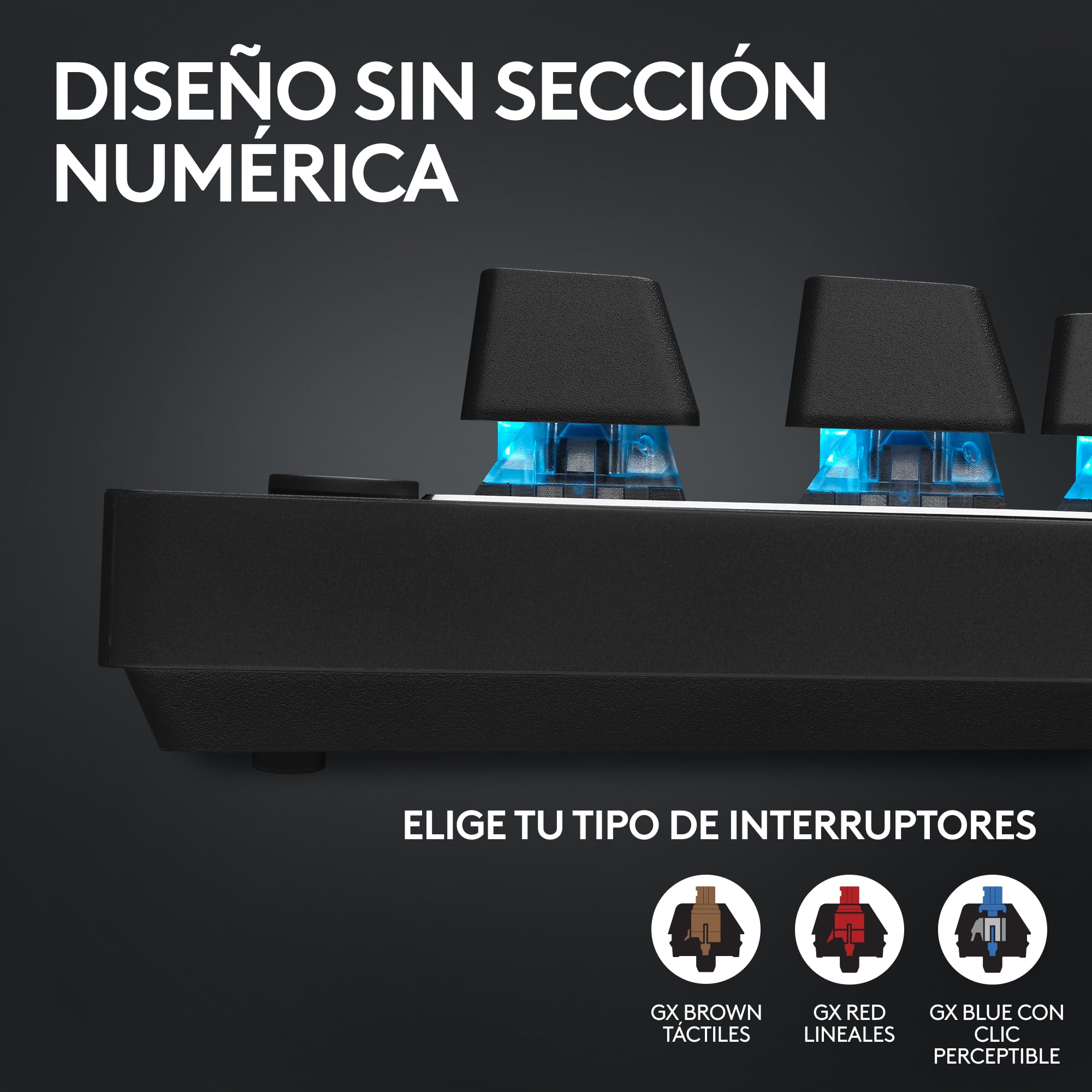 Logitech G Pro X TKL Lightspeed, Teclado inalámbrico para Gaming, ultraportable, sin sección numérica, RGB LIGHTSYNC, Teclas de PBT, interruptores táctiles (GX Brown), QWERTY Español, PC - Negro