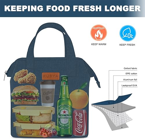 Miniatura 6 de Lonchera simple para mujeres y hombres, bolsa de almuerzo aislada y 1 bolsa de almacenamiento, bolsa de almuerzo simple reutilizable para el