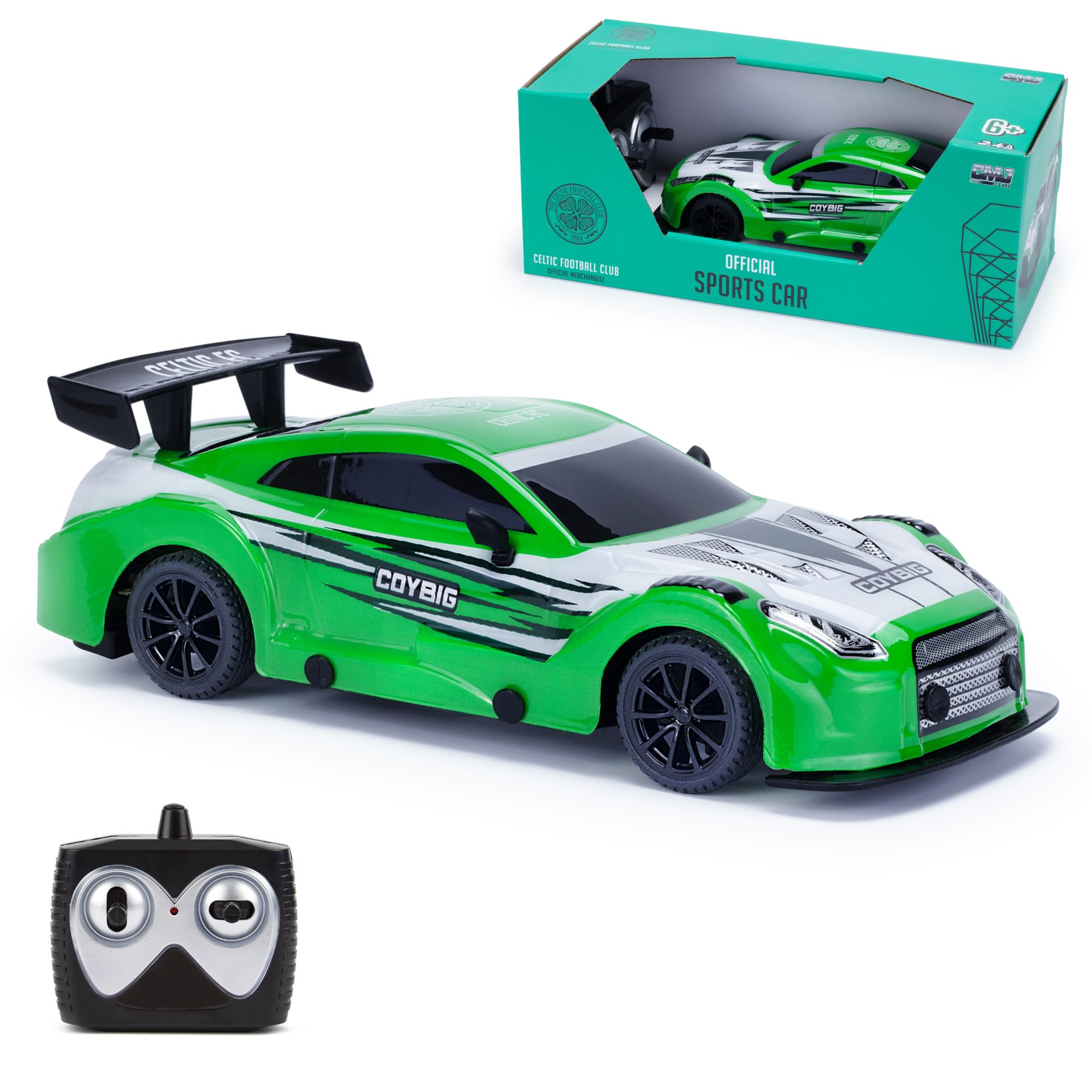 Team  Kids Green Football Licensed Remote Control Car 1:24 Scale, Sports Direct