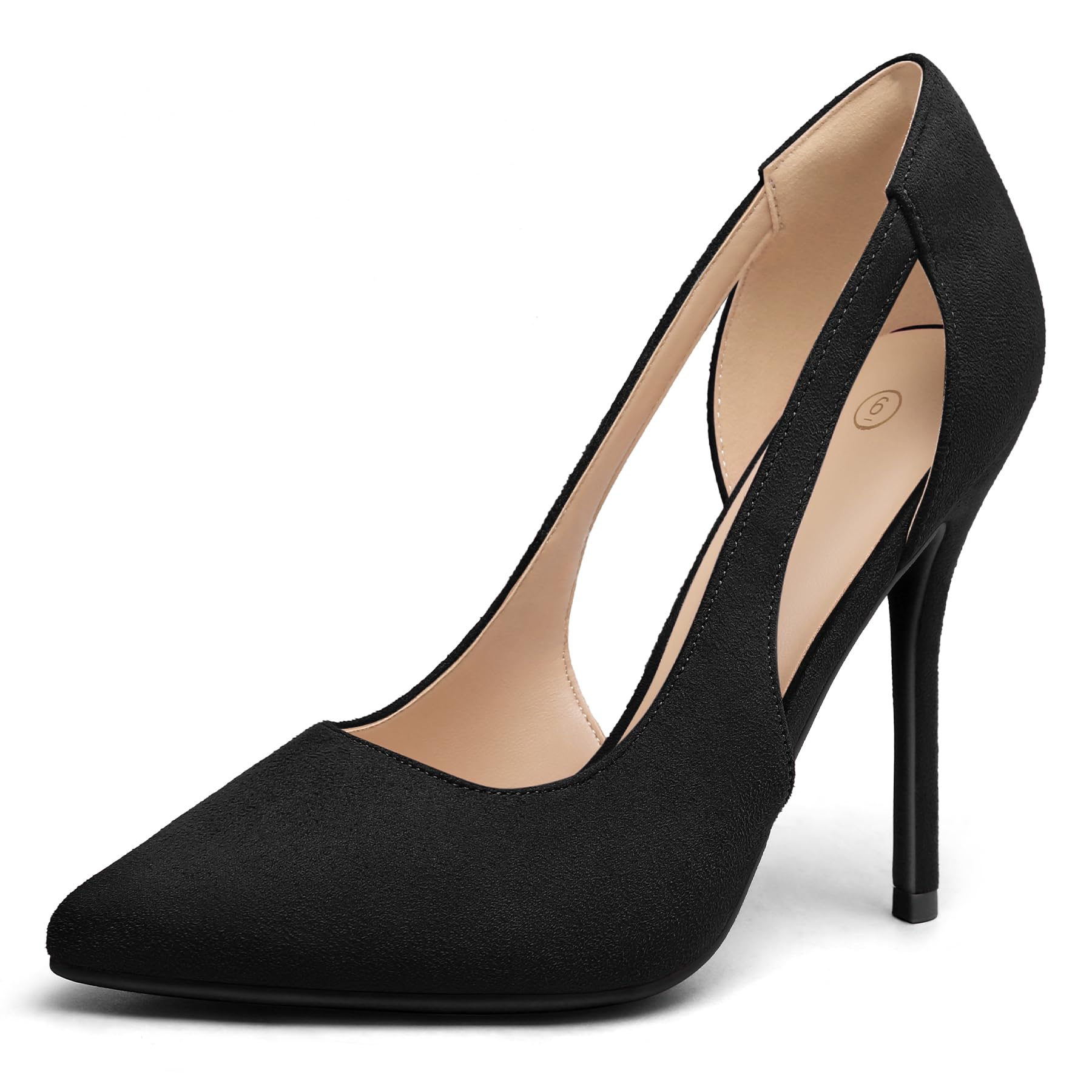 mysoft Women's Stiletto Heels Pumps Closed Toe 4IN Cut Out High Heels Pointed Toe Dress Shoes