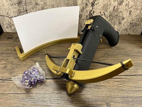 Miniatura 5 de MunnyGrubbers - Rodillo de dados de ballesta - (Mármol) - (Juego de 7 dados D20 al azar incluido) - RPG de mesa - Soporte para dados - Popper de