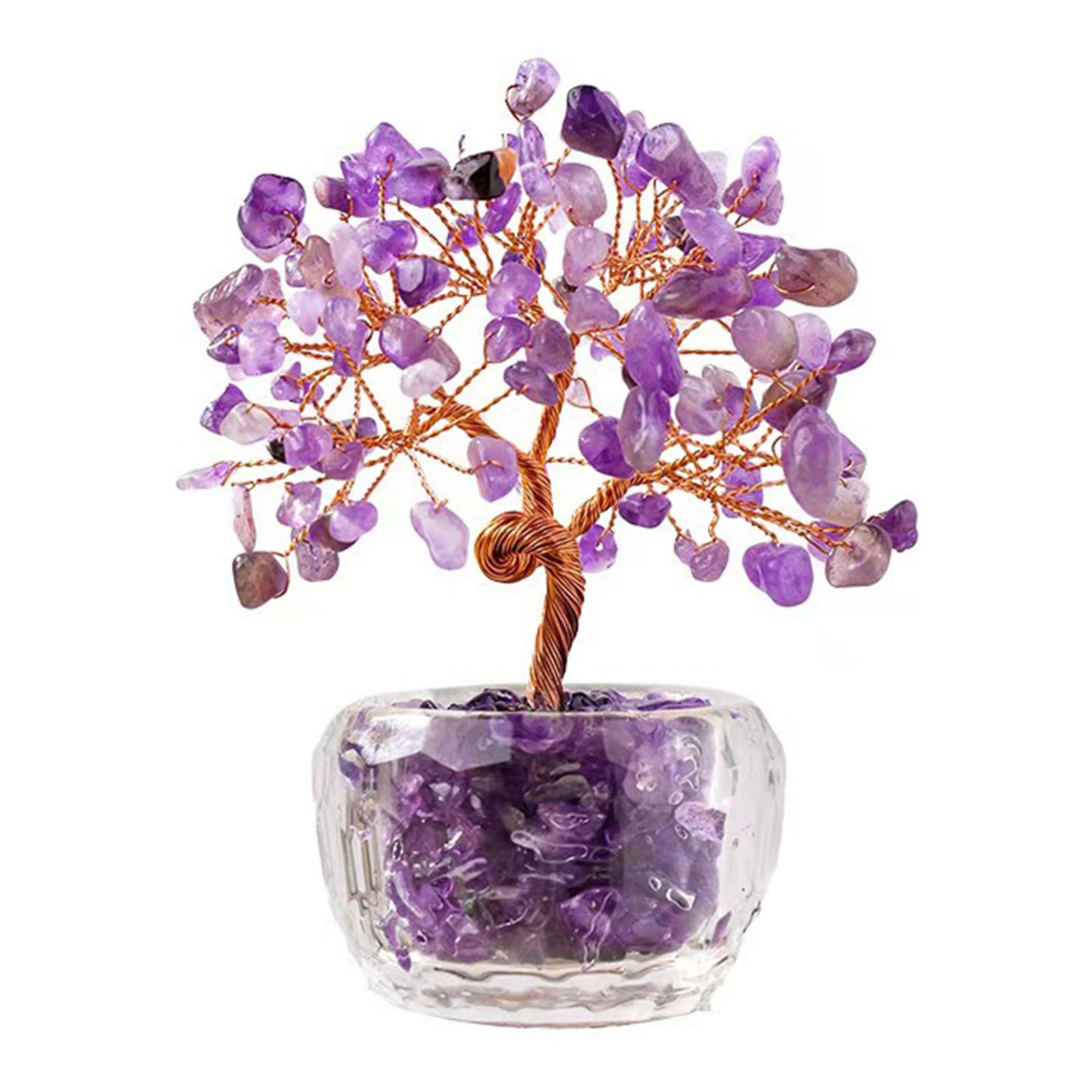 Árbol de la Vida de Amatista - Árbol del Dinero de Piedra Natural, Decoración Feng Shui para Casa Oficina, Regalo Espiritual