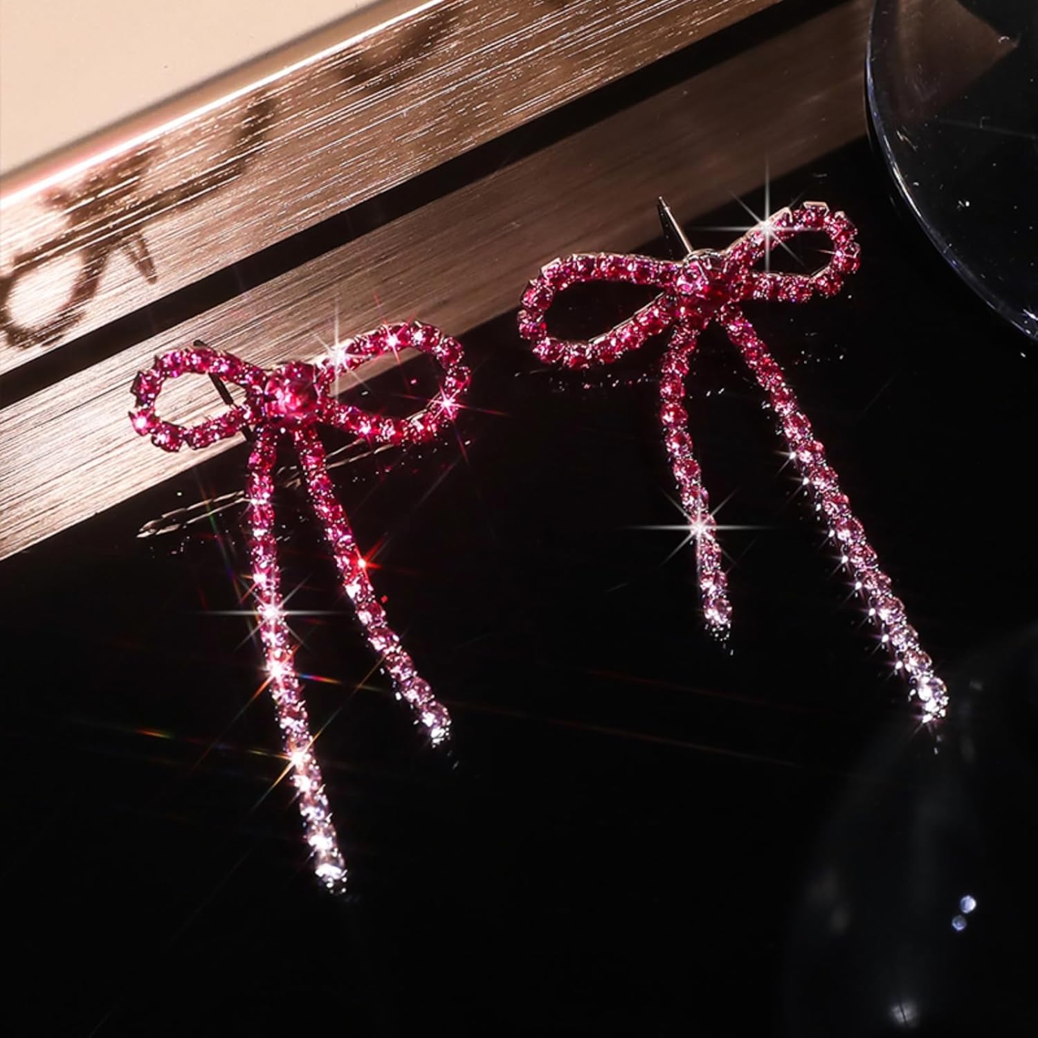 Bridal Bow Rhinestone Earrings for Women Trendy Sparkly Statement Tassel Bowknot Wedding Earings Brides Jewelry - Image 4