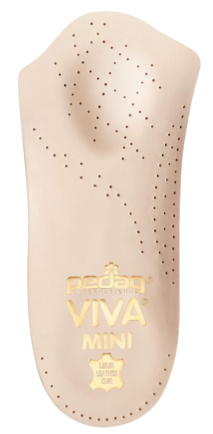 Pedag Viva Mini | 3/4 Leather Arch Support Inserts | Handmade in Germany | Plantar Fasciitis Relief | Heel Cushion | Metatarsal Support Pad | Low Profile Shoe Insoles | Tan | Women US 7/ EU 37