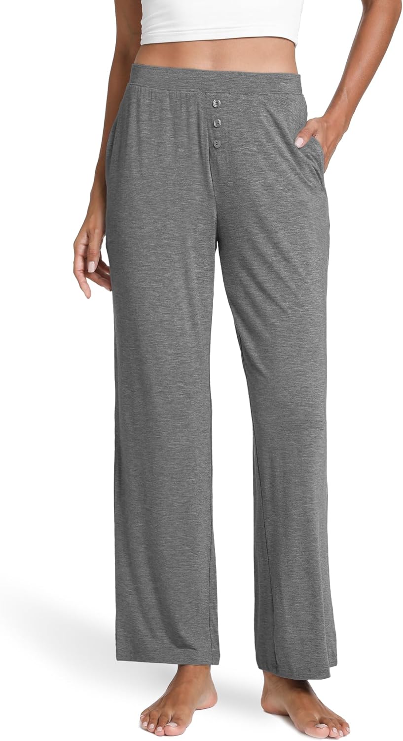 GYS Bamboo Viscose Pajama Pants for Women, Soft Wide Leg Pants with Pockets, Comfy Lounge Bottoms Loose Yoga Sweatpants S-XXL