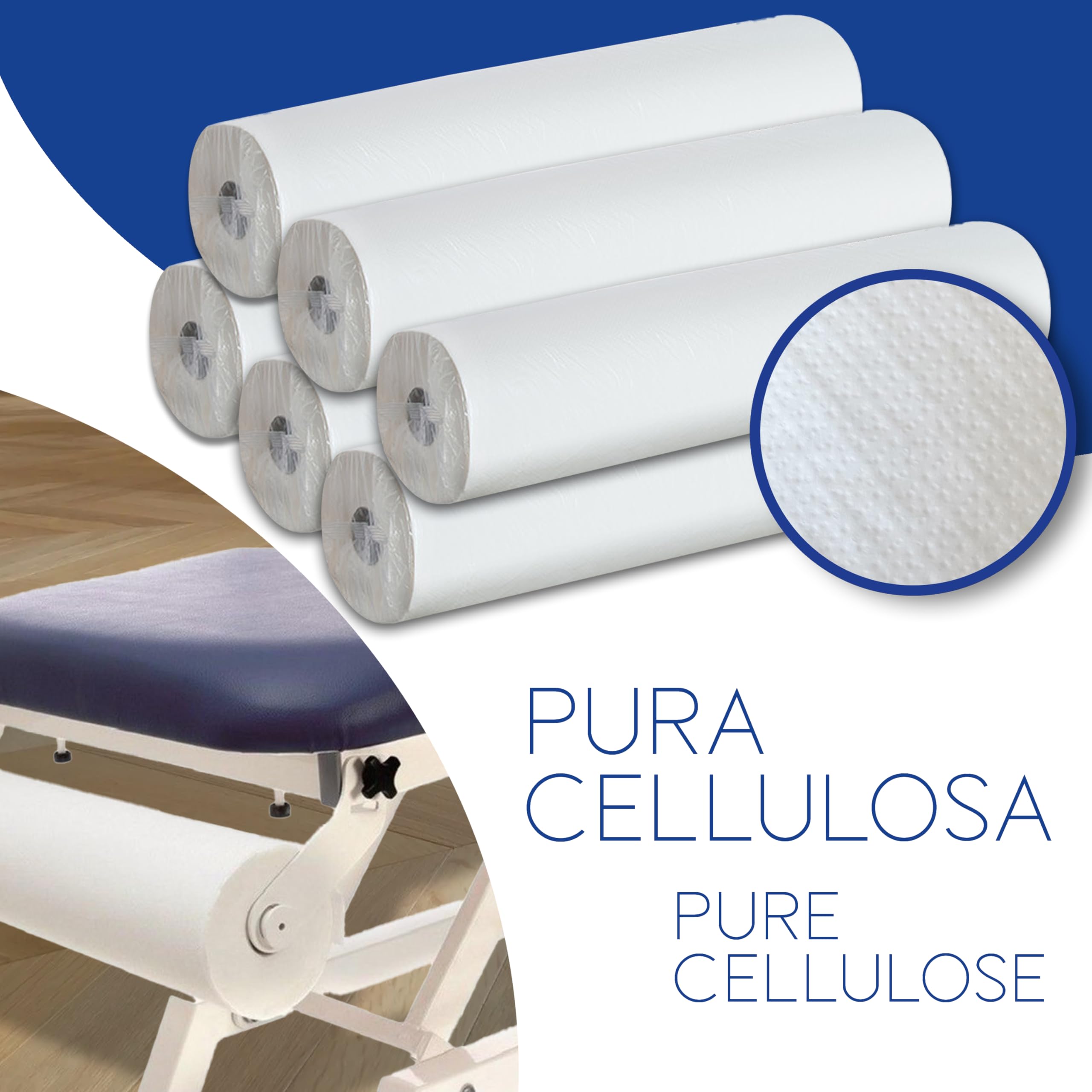 Celtex 6 Lenzuolini Medici in Carta 60 cm x 80 mt - Rotoli per Lettino Massaggi, Studio Medico, Estetista, Fisioterapista, Doppio Velo in Cellulosa Pura, Morbidi, Igienici, Resistenti (6 rotoli)