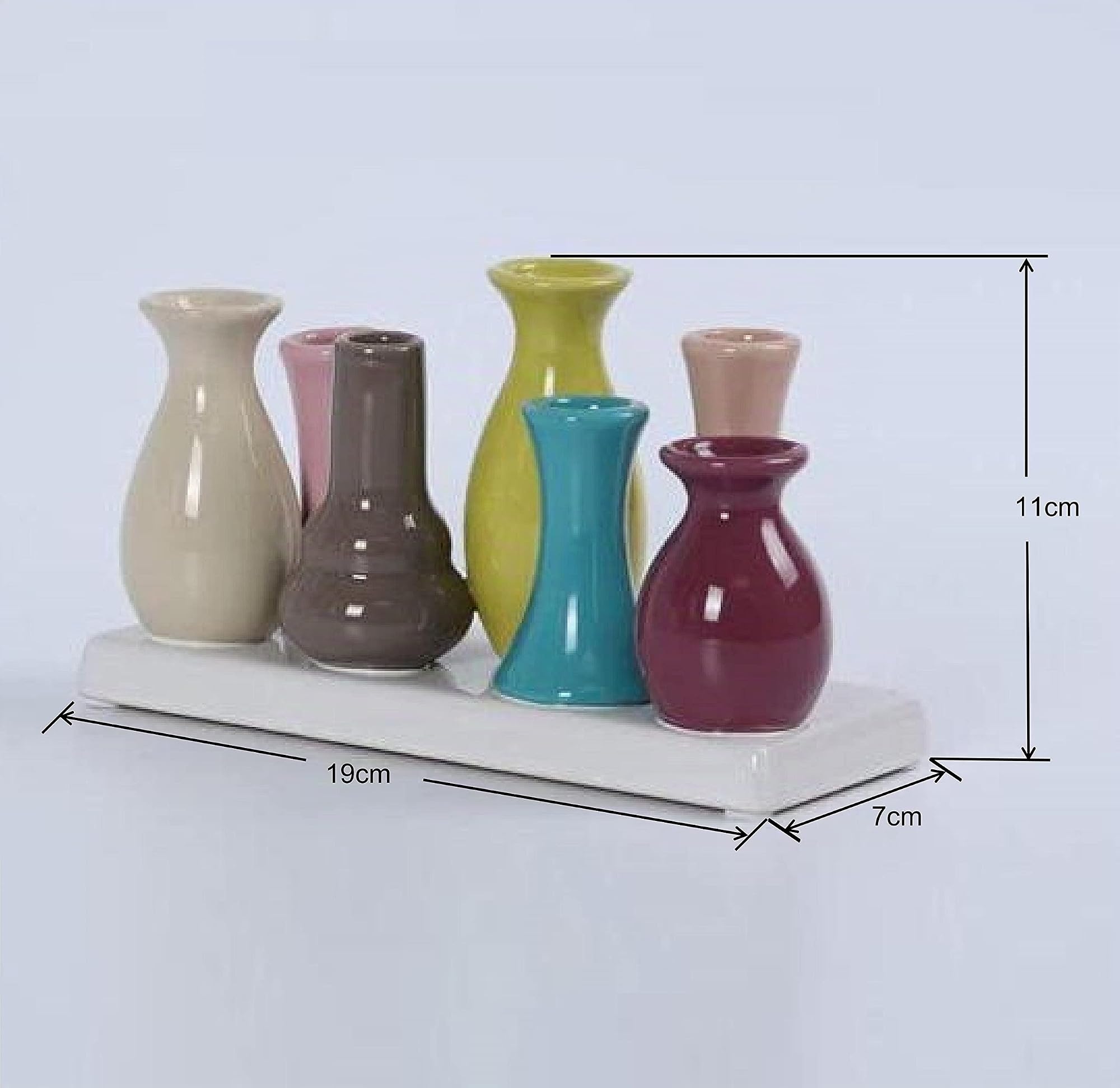 2er Set Keramikvasen – Bunte Mini-Vasen je 7 Stück (19×7×11 cm) – Handgefertigte Tischdeko & Wohnzimmerdeko – Skandinavische Geschenkideen für Blumen & Trockenblumen