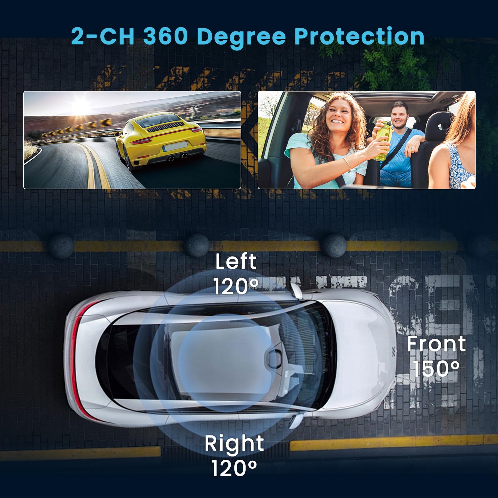 Inefala Dash CAM Coche con Tarjeta SD de 64GB, Camara para Coche con 2 Camaras 1080P Frontal Interior, Cámara para Coche con Sensor-G Visión Nocturna Asistencia de Respaldo Detección de Movimiento