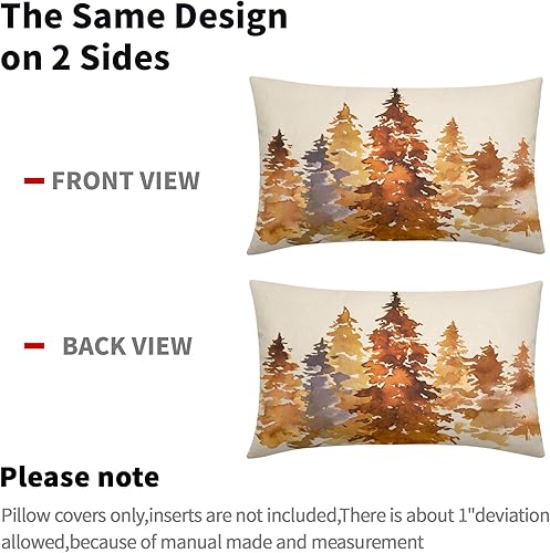 Miniatura 4 de Juego de 2 fundas de almohada lumbar de árbol otoñal naranja quemado de 12 x 20 pulgadas, fundas de almohada rectangulares con temática de otoño en