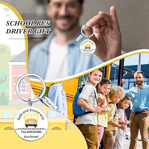 Miniatura 3 de 12 llaveros de acero inoxidable para conductor de autobús escolar, regalos de agradecimiento para nuevos conductores, jubilación, Acción de Gracias,
