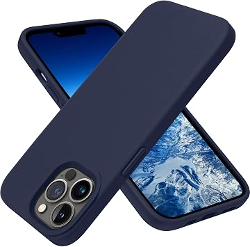 iPhone 13 Pro Case, OTOFLY Ultra Slim Fit iPhone Case Liquid Silicone Gel Cover Full Body Protection Anti-Scratch Shockproof Case for iPhone 13 Pro Midnight Blue