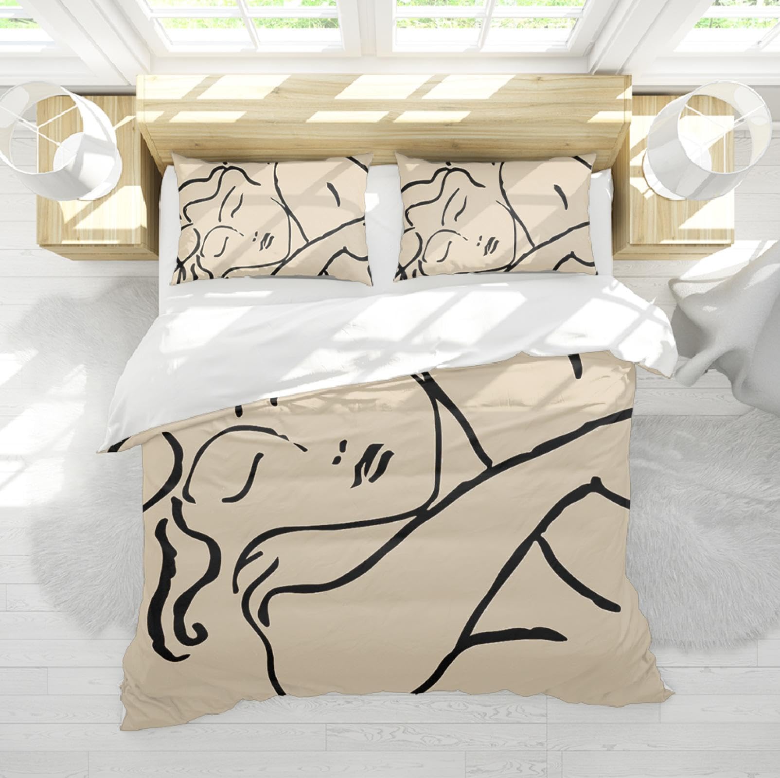 Housse de couette facile d'entretien Matisse parure 3 pièces avec fermeture éclair