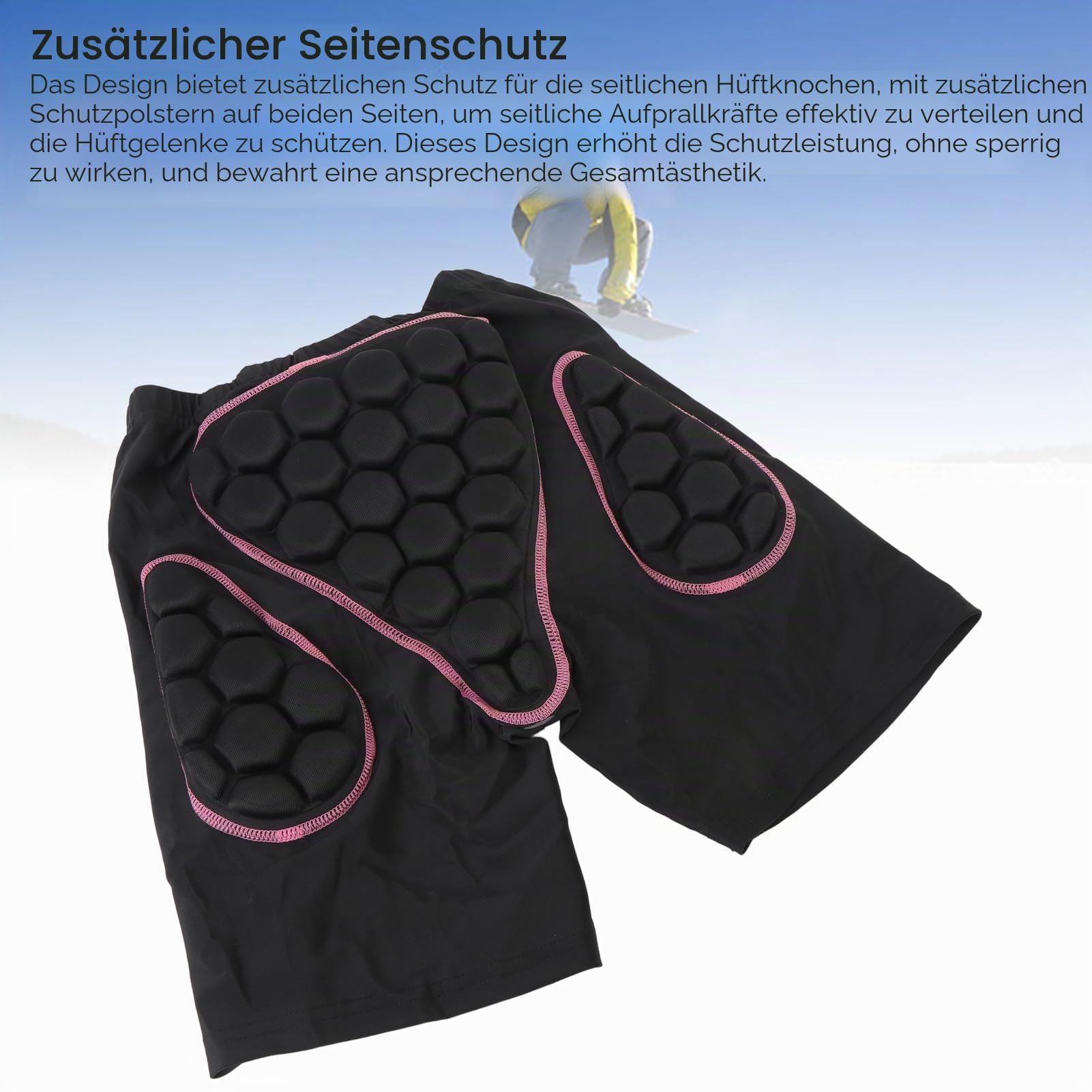 Snowboardhose, 3D-Hüftschutzpolster, Gesäßpolster, Hüftschutzhose, Verdickte Schwamm-Skihose für ältere Frauen, Crash-gepolsterte Snowboard-Shorts, Snowboard-Schutzausrüstung (S)