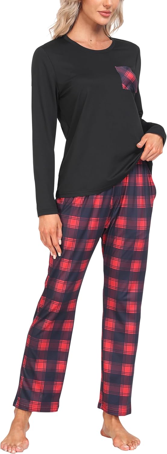 MoFiz Women's Pajama sets Long Sleeve Sleepwear Soft Christmas Pajamas 2 Piece Loungewear Warm Pjs Sets for Winter Holiday