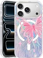 Vista 112 de I-MGAE-IN-AR - Funda compacta para iPhone 16 Pro Max con diseño de mariposa plateada brillante, a la moda, suave, delgada, de poliuretano