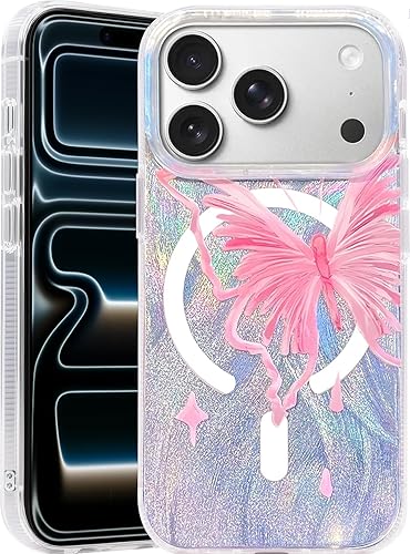 Miniatura 110 de I-MGAE-IN-AR - Funda diseñada para iPhone 12 y 12 Pro, diseño de mariposa plateada brillante, funda protectora de poliuretano termoplástico, suave,
