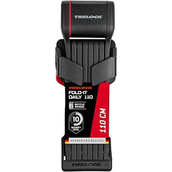 TRELOCK Fold-it Daily - Folding Lock 110 cm - Includes X-Press Bracket with Tracking Tag Compartment - Bicycle Lock Fits All 