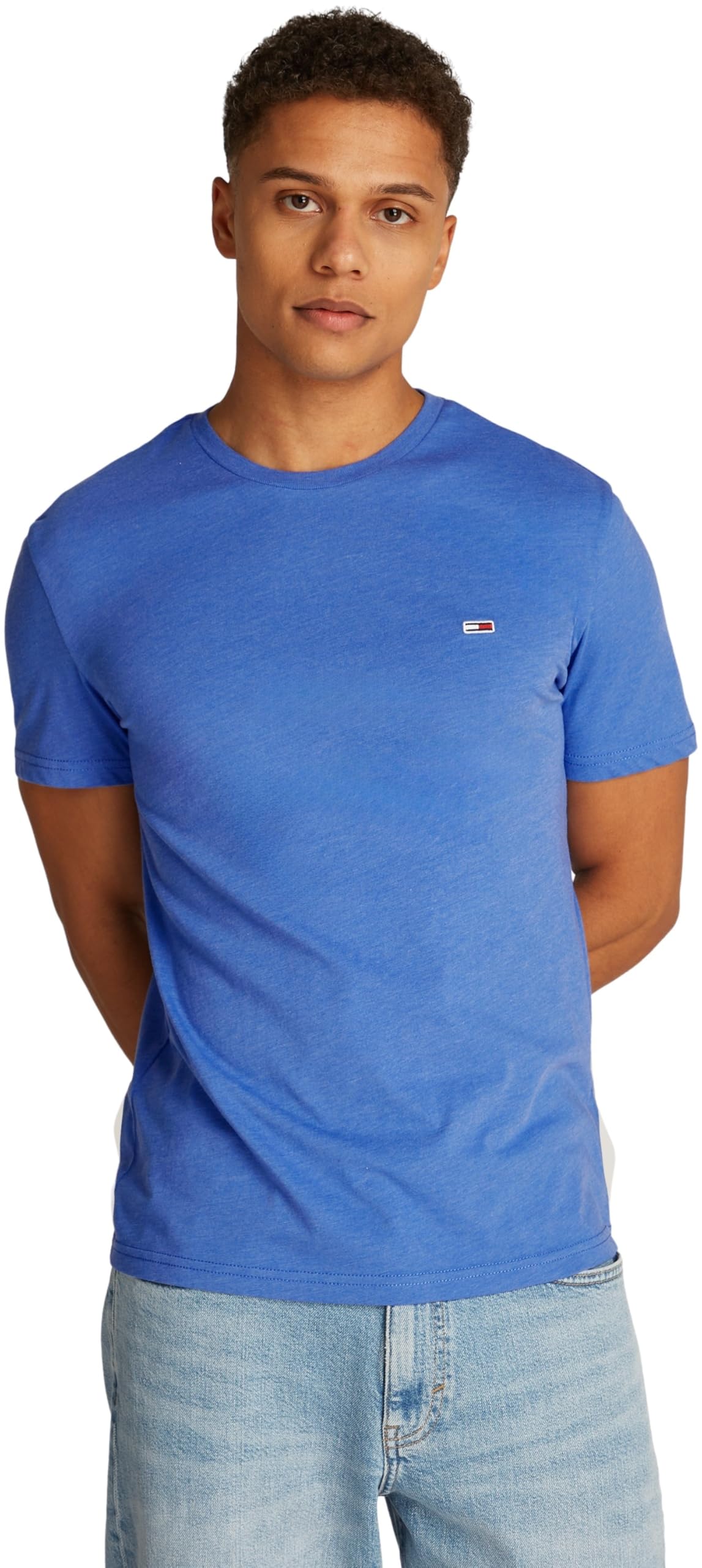 Tommy Jeans Men's TJM XSLIM Jaspe HTR TEE EXT DM0DM20363 S/S T-Shirt, Blue (Tempo Blue HTR), XXL_Plus