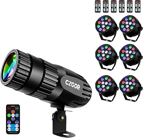 1 unids Pinspot luz para bola de discoteca 15W RGBW 4 en 1 y 6 paquetes 12x1W LED RGBW luz par